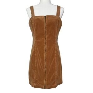 90s Y2K Retro Overall Dress XL Full‎ Zip Pinafore Corduroy Preppy Twee Classic